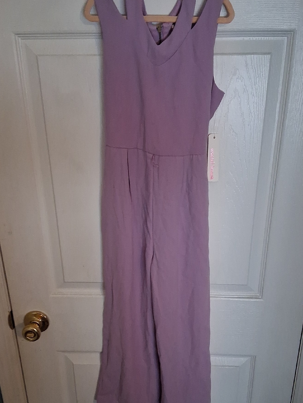Scooter Brown Lilac Sleeveless V-Neck Wide Leg Jumpsuit